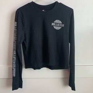 Hollister Black Checker Graphic Long Sleeve Crop Top